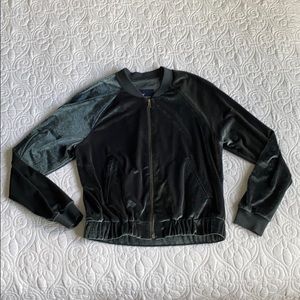 American Eagle Blue Velvet Bomber Jacket